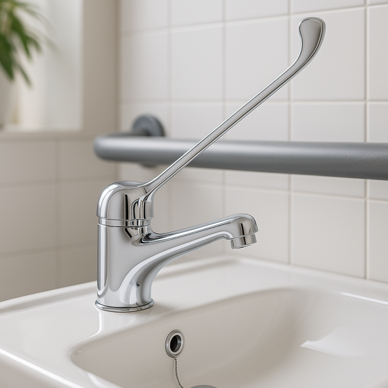 PB Clinic Rubinetto per lavabo per disabili con leva lunga Cromo1208953265